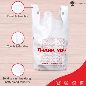 Bolsas de Plástico para Camisetas 11x6x21 Blancas, Bolsas Desechables de Agradecimiento para Llevar Comida, para Uso en Tiendas de Abarrotes - Product Image 2