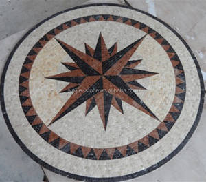 Mosaico Artesanal Natural en Forma de Rosa de los Vientos con Medallón Náutico, Colores de Mármol para Pisos, Disponible en Alibaba - Product Image 5