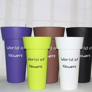 World Of Flowers Plastic Vases Large And Small Size White And Black For Desktop Floor <b>Standing</b> Flower Arrangement <b>Plant</b> Growing - Product Image 2