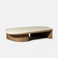 HZX Pierre de travertin polie au design moderne pour table console, hôtels, table de chevet, table d'appoint, socle en pierre, salon, coin café