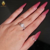 Bague de fiançailles en moissanite halo poire 1CT 5*8mm, bague en argent S925, bande fendue, couleur D, VVS, certifiée GRA, pour femmes
