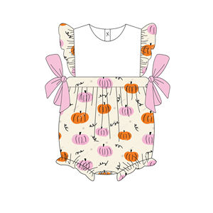 Ropa a juego personalizada para <span class=keywords><strong>Hermanas</strong></span>, conjunto de pantalones cortos de <span class=keywords><strong>dos</strong></span> piezas, conjunto de algodón con estampado de calabaza y lazo, traje para niñas pequeñas, venta al por mayor - Product Image 5