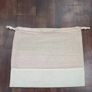 Sac cadeau en coton pliable écologique avec cordon de serrage, petit sac en filet organique réutilisable pour les achats, fournisseur en gros - Product Image 2