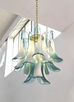 Lustre en verre de Murano au design italien moderne, bleu clair, LED haute luminosité pour chambre à coucher, salon, escalier