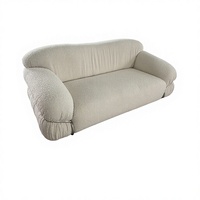 Wolkenähnliches Bouclé-Sofa, 3-Sitzer Modernes Minimalistisches Polstersofa mit Geschwungenen Armlehnen & Metallakzenten für Wohnzimmer