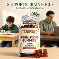 Complément alimentaire en fibres à mâcher sans gluten, sans gélatine, sans OGM, saveur naturelle, Gummies Daily Fiber Focus