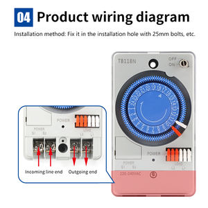 TB118N 24 horas Interruptor de tiempo mecánico Temporizador de relé 220VAC Tipo de motor de cuarzo Memoria de corte de energía - Product Image 5