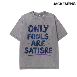 Camiseta Oversize de Algodón Lavado con Estampado Artístico 'Only Fools', Estilo Retro Urbano, Casual, Venta al por Mayor desde Almacén en EE. UU. - Product Image 2