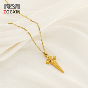 Zogxin Cross Pendant Necklace Stainless Steel Unisex Clavicle Chain Jewelry Gift - Product Image 1