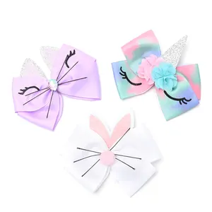 Wholesale Hot Sale Kid Romantic Bow Ribbon Cat Spot Drill Hair Accessories For Kids Hair Clip