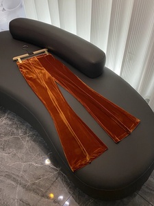 Traje de Oficina de Terciopelo de Calidad 2023 para Mujer, Diseño Elegante, Blazer de Manga Larga con un Solo Botón, Pantalones Acampanados, 2 Piezas, Color Marrón - Product Image 3