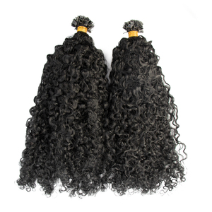 Extensions de cheveux humains 13A en gros, 4A 4B 3C Afro Kinky Curly Raw Flat k <span class=keywords><strong>Tip</strong></span>, extensions de cheveux humains V <span class=keywords><strong>U</strong></span> Flat I <span class=keywords><strong>Tip</strong></span> 100% - Product Image 1