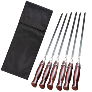 Brochetas para Barbacoa de Acero Inoxidable 430 de 60 cm de Largo con Mango de Madera con Textura de Diamante CD, Ecológicas para Asar Carne y Res - Product Image 1