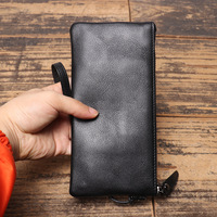 Dompet Kulit Sapi Asli Tipis Baru Grosir, Dompet Koin Kulit Lembut Kapasitas Besar Tas Ponsel untuk Pria Wanita