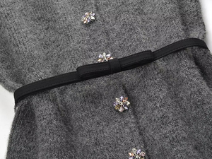 Cárdigan de Punto para <span class=keywords><strong>Mujer</strong></span>, Diseño Elegante, Cuello Redondo, Manga Larga, Color Sólido, con Cinturón, Fabricación de Alta Calidad - Product Image 4