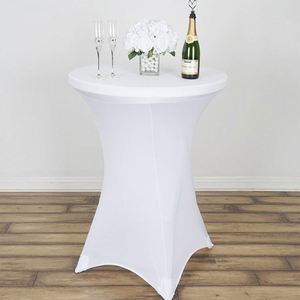 Elastic <b>Round</b> White Cover <b>Folding</b> <b>Table</b> Cocktail Party Spandex Tablecloth for Sale - Product Image 6