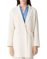 Manteau long en laine personnalisé ODM OEM pour femme, style décontracté, anti-plis, doublure polyester, blanc, automne-hiver