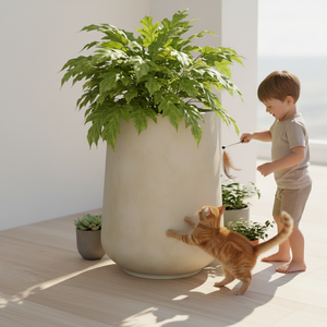 Pots à fleurs en fibre d'argile pour intérieur/extérieur, trou de drainage, écologiques, légers, biodégradables, durables, sculptés à la main, pour le jardin - Product Image 1