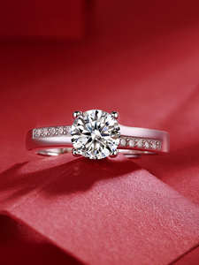 Wedding Anniversary 1ct 925 Sterling <strong>Silver</strong> Moissanite Diamond <strong>Ring</strong> for Women <strong>Adjustable</strong> Claw Setting Accessories - Product Image 3