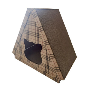 Cama Triangular para Gatos y Rascador de Cartón Corrugado con Diseño a Rayas para Gatos de Interior - Product Image 1