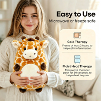 Coussin chauffant personnalisé pour micro-ondes, peluche girafe chauffante pour une chaleur douce et confortable