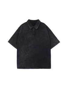 Verano Casual moda 230gm algodón envejecido Vintage en blanco calle desgaste ácido lavado polos - Product Image 2