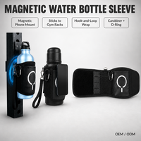 Housse magnétique pour bouteille d'eau en néoprène, porte-gobelet avec poche en filet, sangle réglable, mousqueton, pochette pour bouteille de sport pour la gym et la randonnée