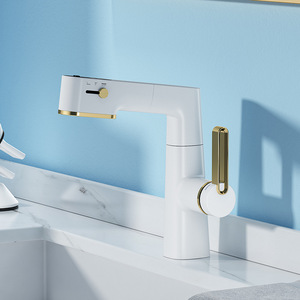 Jboyun Basin Faucet Single Handle Ceramic Valve Touch Sensor Deck <b>Mounted</b> Pull Out <b>Spray</b> With Digital Display - Product Image 2