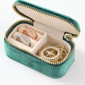 Caja de Almacenamiento de Joyas de Terciopelo Rectangular Cuadrada de Alta Calidad con Logotipo Personalizado, Mini Caja de Regalo Portátil de Viaje - Product Image 3