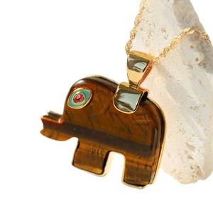 Collar de Moda con Colgante de Elefante y Bambú, Chapado en Oro, con <span class=keywords><strong>Aventurina</strong></span> <span class=keywords><strong>Verde</strong></span> Natural, Resistente al Agua, para Mujer, Regalo - Product Image 4