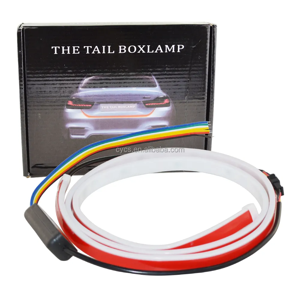 DC 12V 1.2m LED Strip Lighting Rear Trunk Tail Light Dynamic Streamer Brake Turn Signal Reverse Leds Warning Light for car