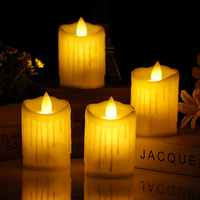 Lilin Pilar Dekoratif Diameter 2 Inci Kontrol Tombol LED Efek Api Realistis Bertenaga Baterai untuk Halloween Natal Diwali