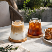 Tasses en verre borosilicate transparent de style japonais 9oz 12oz pour café glacé, eau, boissons froides, jus, lait – Idéales pour les fêtes