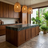 Dalle de marbre vert forêt tropicale indienne naturelle, pierre serpentine polie avec des veines blanches pour comptoirs, revêtements de sol et murs de luxe