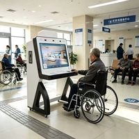 Terminal de autoservicio sin barreras ADA de 21.5 pulgadas con acceso para sillas de ruedas, pantalla táctil, teclado Braille y guía por voz OEM ODM