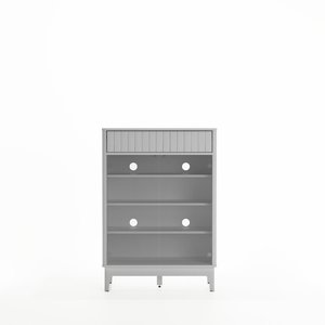 Armoire à chaussures moderne en bois blanc avec design multi-compartiments à ouverture par pression - Product Image 1