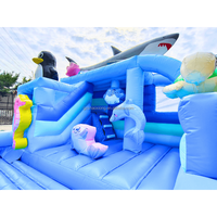Portable Commercial Gonflable Océan Thème Rebond Maison Toboggan Combo Château Gonflable Videur Saut Aire De Jeux avec Piscine À Balles