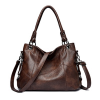 Sac fourre-tout rétro en PU 2026 pour femme, style européen, grande capacité, avec fermeture éclair, sac à bandoulière, pour le travail, le shopping et l'usage quotidien