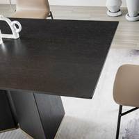 Table de salle à manger rectangulaire moderne de luxe de 70 pouces en bois avec finition en chêne noir pour 6 personnes