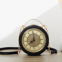 Sac à main rond petit format pour femme, style vintage britannique 2025, avec montre créative intégrée, étanche, fermeture éclair, tendance et ludique, best-seller