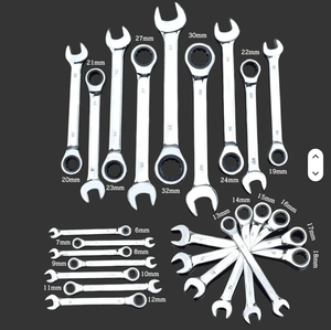 Jeu de clés à cliquet à tête mobile 22 pièces, clés à fourche, outils de réparation de camions - Product Image 2