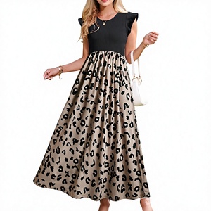 Robe maxi à imprimé léopard, coupe évasée, décontractée, pour les vacances d'été, robe de soirée - Product Image 3