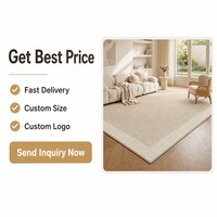 Tapis confortable style bouclé, grand tapis uni beige crème pour salon, tapis moderne doux et moelleux pour la décoration de la maison