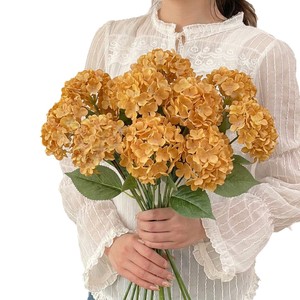 Fleurs d'hortensia artificielles en soie Yuan Nuo, branche simple à 2 têtes, pour décoration de mariage et de maison - Product Image 2