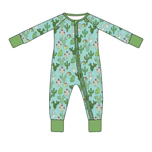 Bambus viskose weiche Baby-Jumpsuit Pyjamas Neugeborenen-Pyjamas Baby-Jungen und -Mädchen-Bekleidung bedruckte individuelle Babyausschnittstrampler