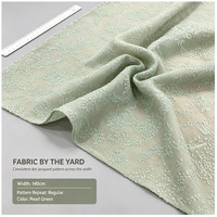 Tissu tissé en polyester brodé écologique, jacquard texturé à pois floraux vert perle, largeur 140 cm, pour robe et chemisier femme