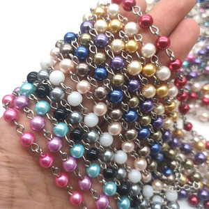 ลูกปัดมุกโซ่แก้วชุบหลายสีเครื่องประดับค้นพบอุปกรณ์ตกแต่ง - Product Image 2