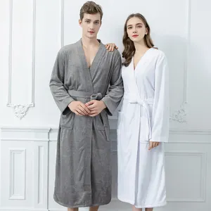 잠옷 타월 Suppliers-QuanZan 2022 새로운 5 색 수건 가운 커플 아늑한 호텔 잠옷 사용자 정의 로고 목욕 가운 통기성 Drawstring 스파 수건 가운