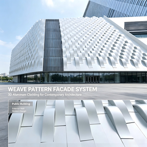 Système de façade à motif tissé, revêtement en aluminium 3D, panneaux muraux extérieurs pour bâtiments publics contemporains - Product Image 2