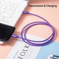 Cable de Datos USB C PD de Carga Rápida con Trenzado de Nailon de 1M/2M/3M 60W 3A para iPhone 17 16 15 Pro, Cable de Datos USB Tipo C para iPhone